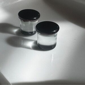 Black and Clear Glass plug earrings